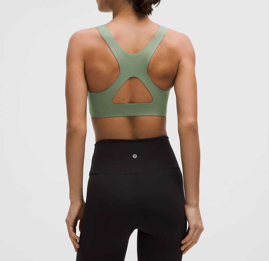 women's go further bra in grey eucalyptus