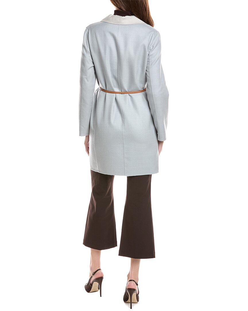 reversible notch lapel leather-trim wool & silk-blend