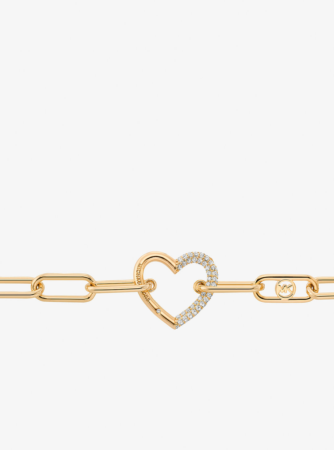 pavé heart curb-link bracelet