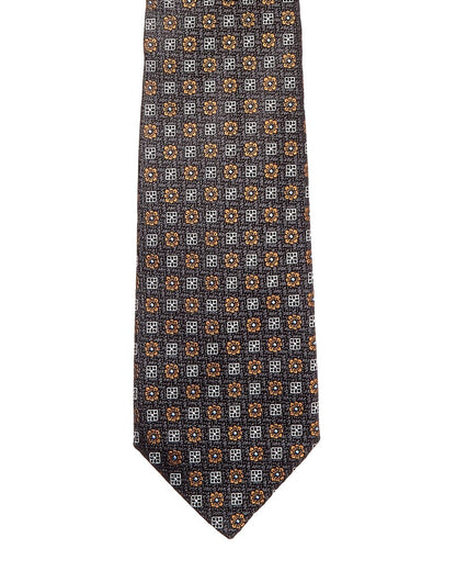 navy floral squares silk tie