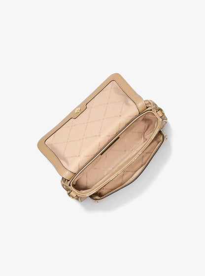 jet set travel small logo jacquard denim crossbody bag with pouch