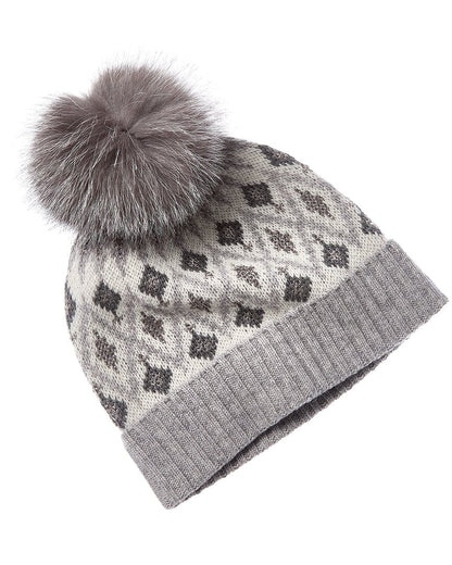 sofiacashmere lurex fairisle wool & cashmere-blend hat