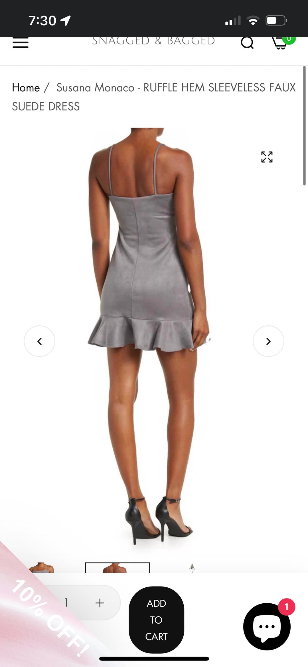 string ruffle faux suede mini dress in silver