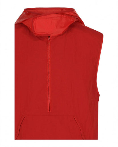 hooded windbreaker vest in red