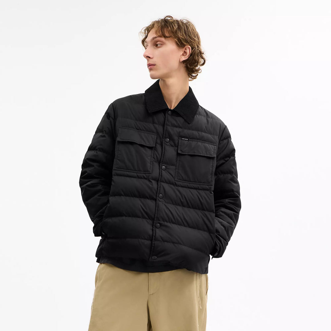 lightweight shirt down jacket in recycled polyester