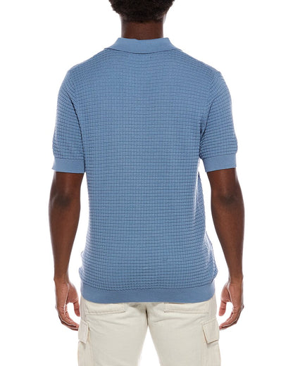 grid stitch polo sweater