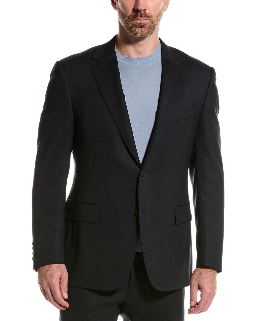 wool-blend suit with flat front pant
