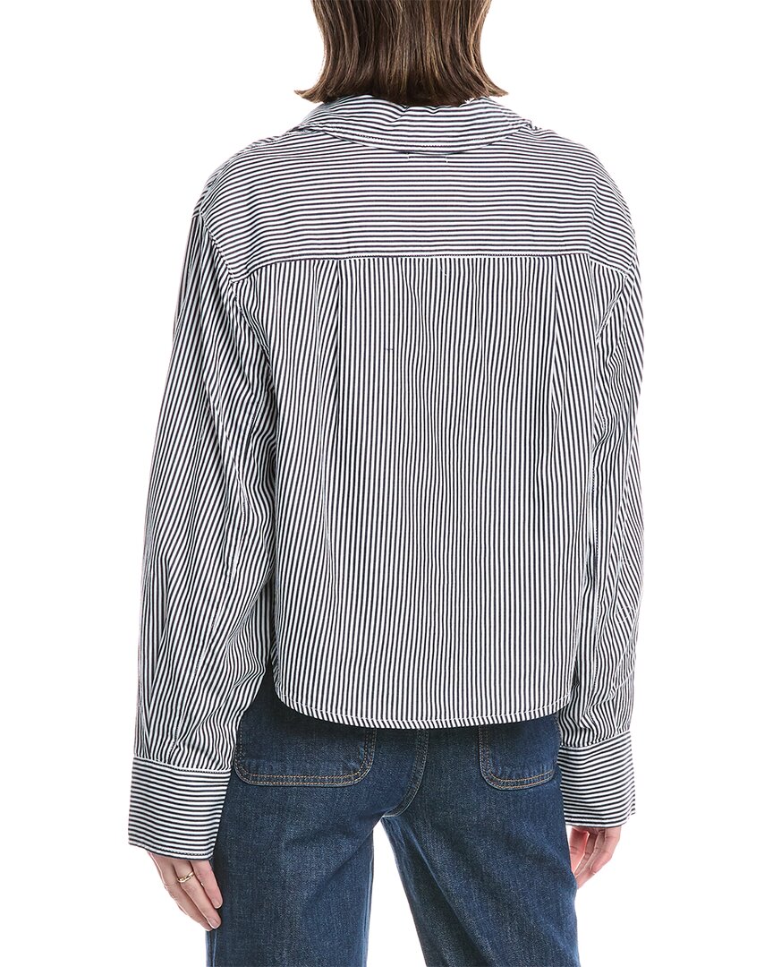 renata striped cropped button-down shirt
