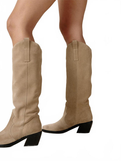 mount desert cowboy boots in taupe