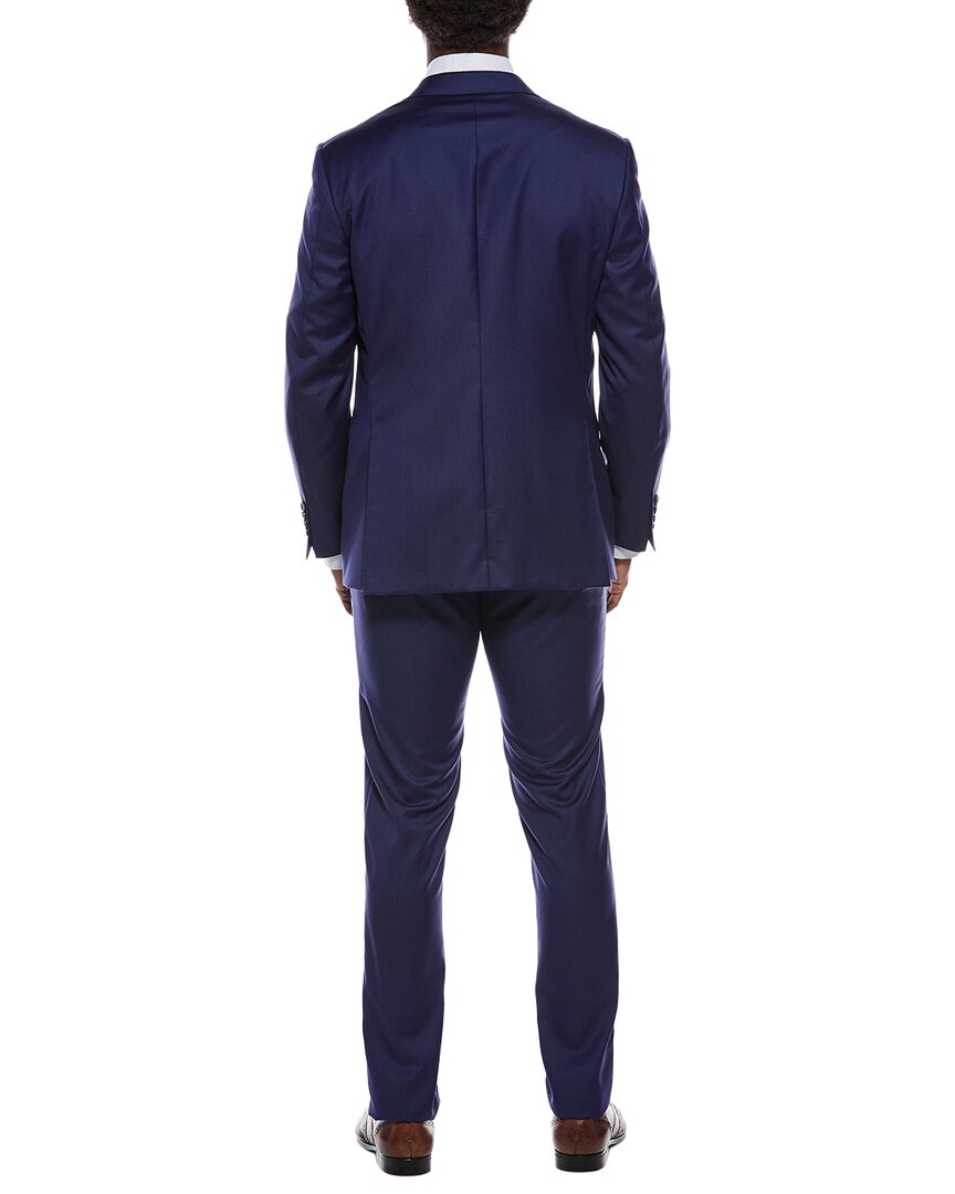 2pc wool suit with flat front pant