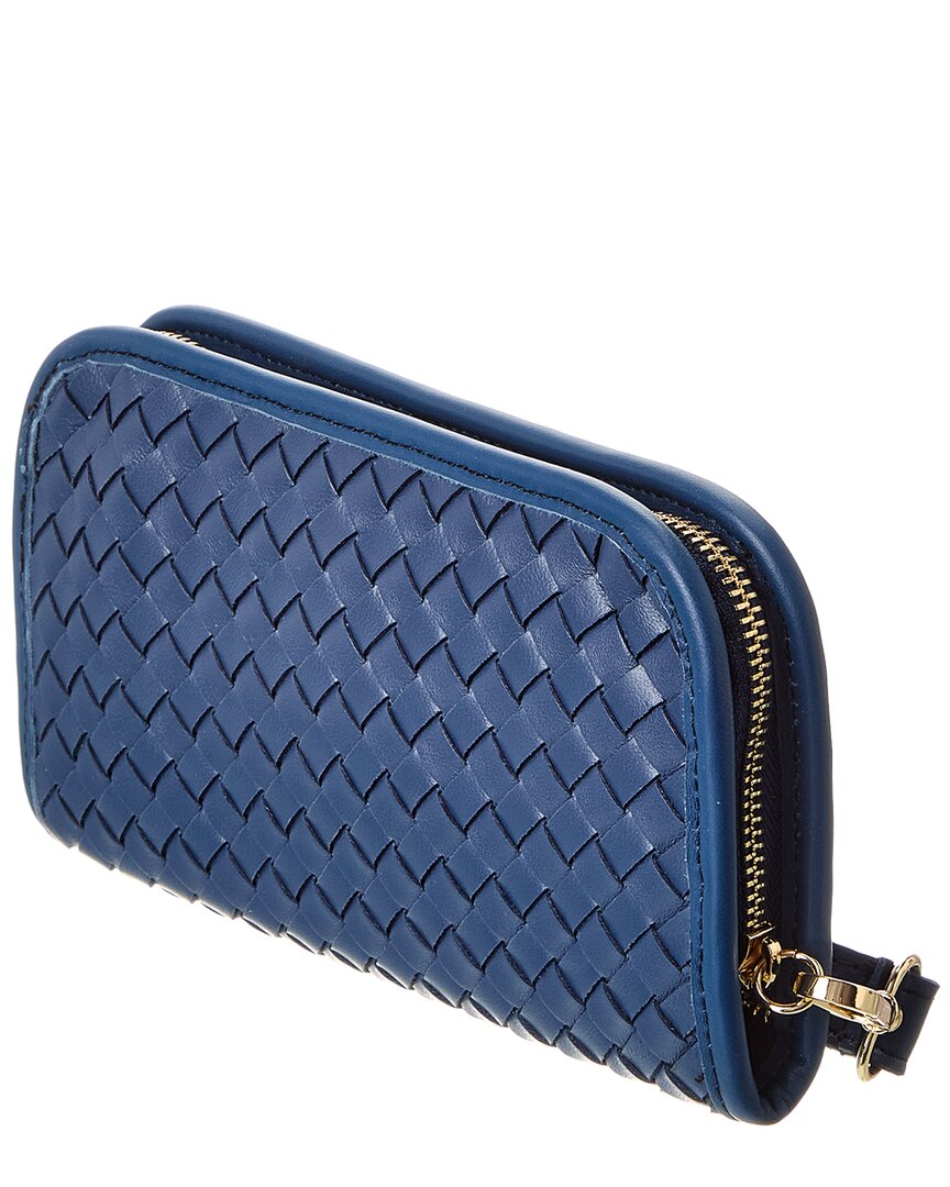 nora hand-woven leather clutch