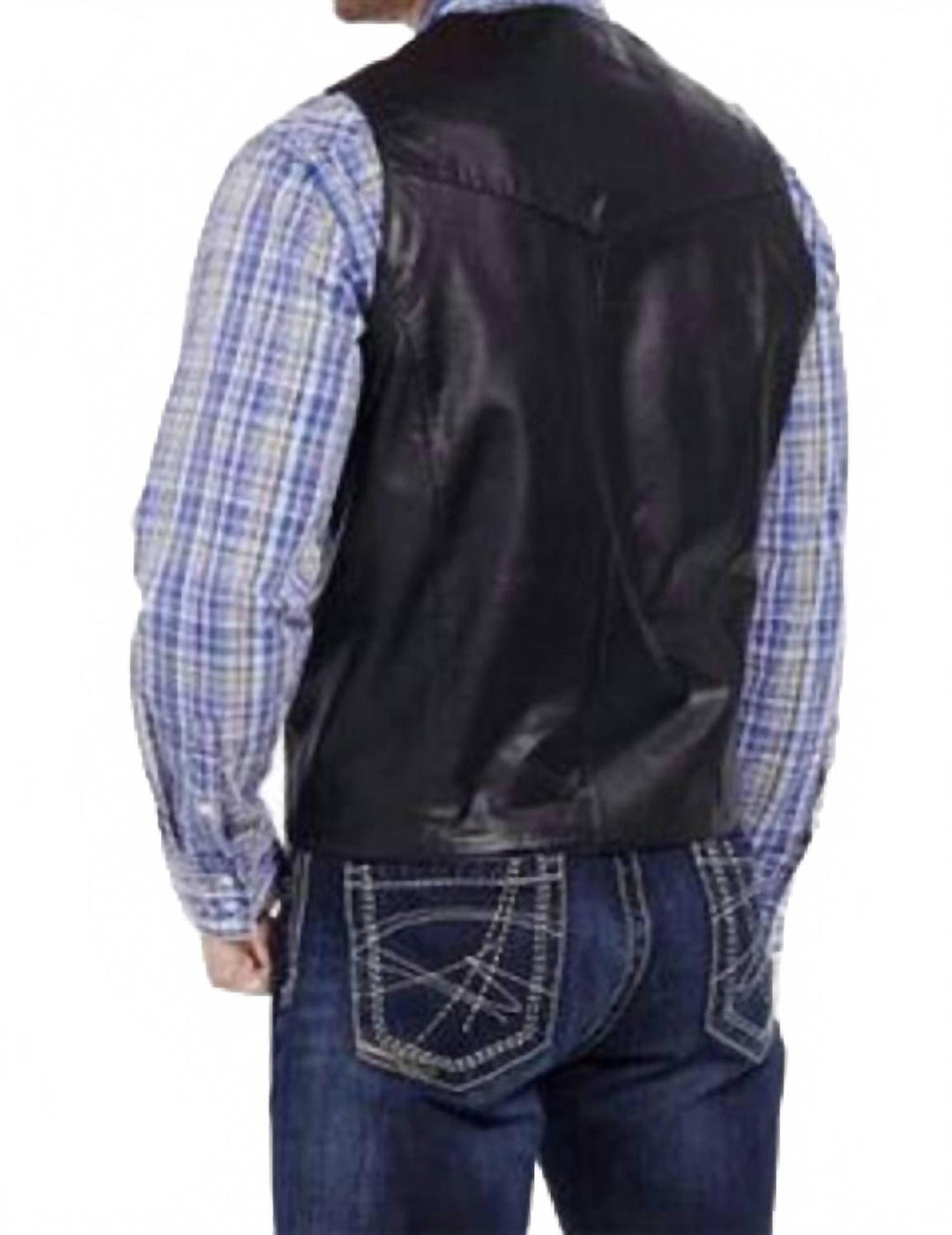 men's five button genuine nappa lamb leather vest in black