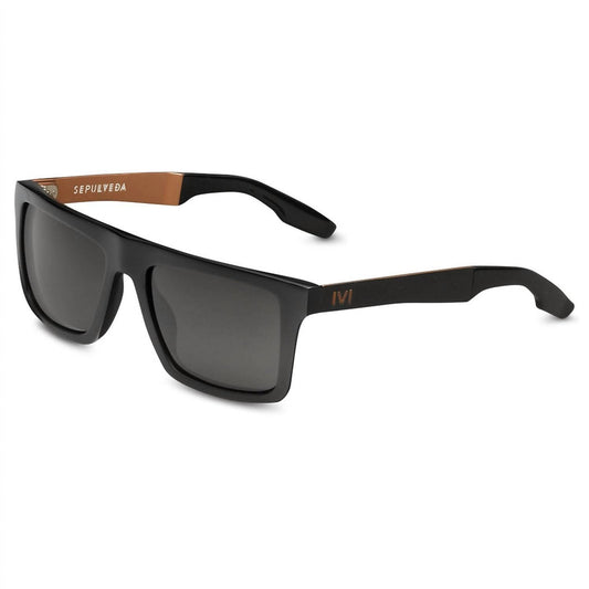 One Size - polished black & copper / grey lens