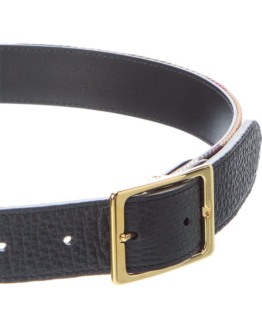 check canvas & leather belt