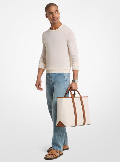 cooper medium pebbled leather and signature logo tote bag