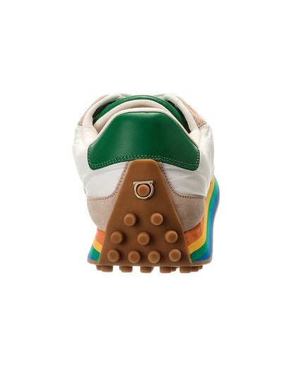 ferragamo iggy dolmias saddle b suede & leather-trim sneaker
