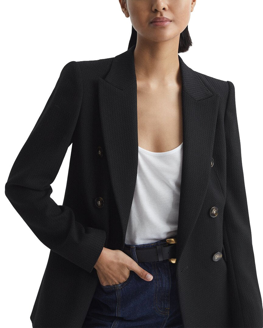 lana double-breasted twill wool-blend jacket