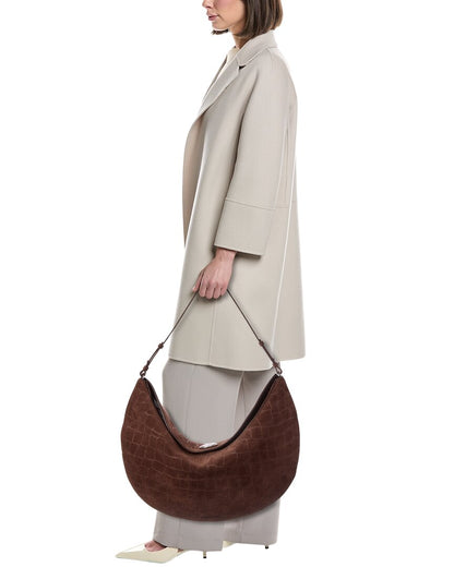 the ovalo croc-embossed suede hobo bag