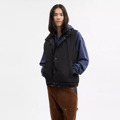 reversible colorblock down vest