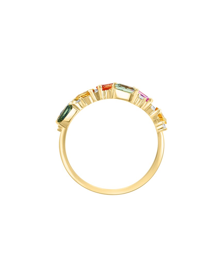 14k 1.12 ct. tw. diamond & multi sapphire ring