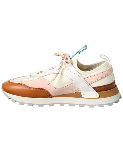 ferragamo indy leather & suede sneaker