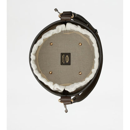 kate bucket bag in leather and canvas small