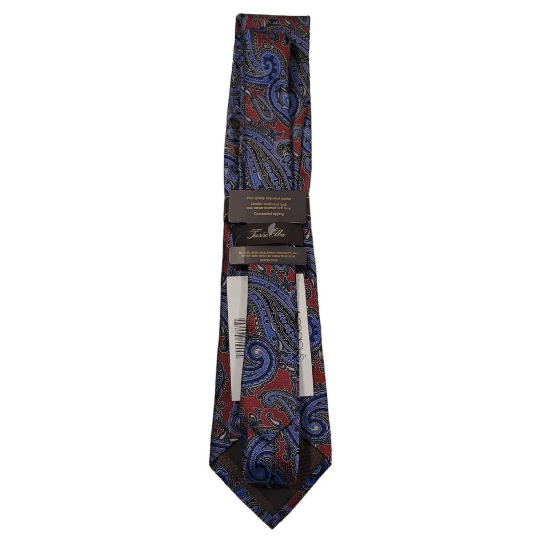men's paisley designer tie in red multi