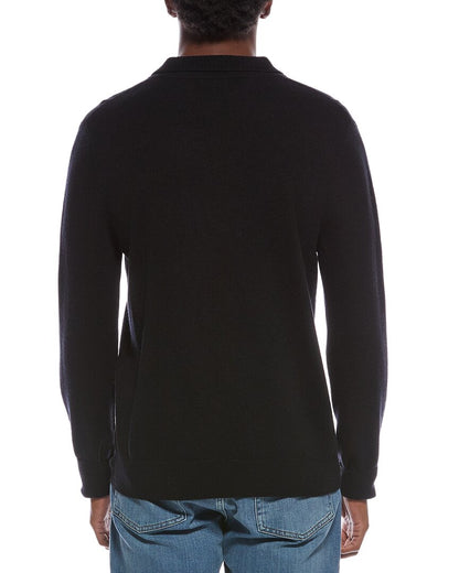 mixed stitch wool & cashmere-blend polo sweater