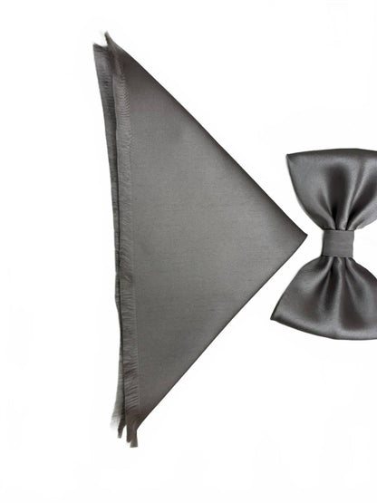 men's bow tie and pocket piece in platinum