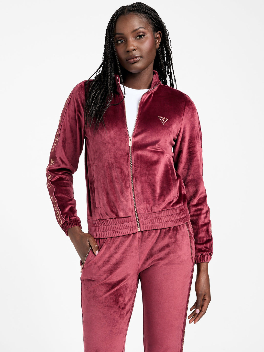 eco janess logo-tape velour jacket