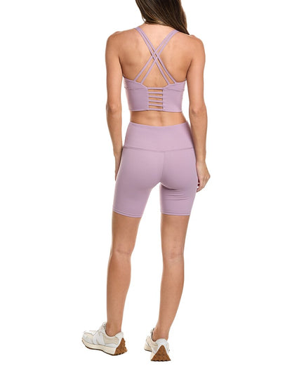 2pc 7in double strap biker short set