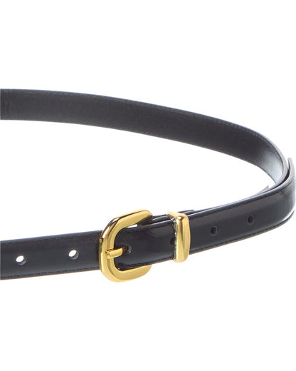 leather silvia skinny round buckle belt