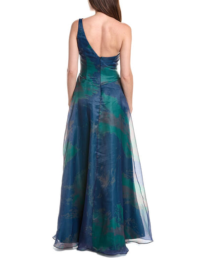 one-shoulder a-line gown