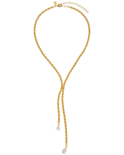18k plated cz lariat necklace