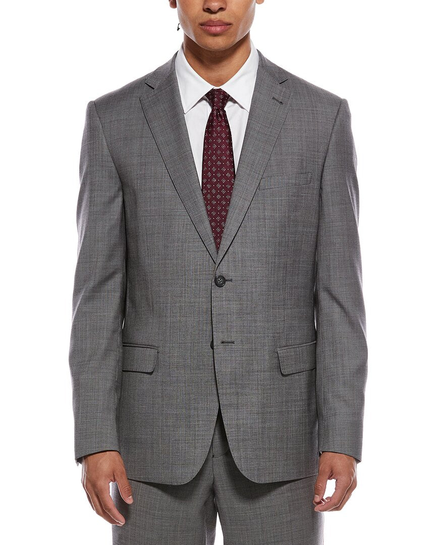 2pc wool suit with flat front pant