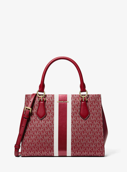 marilyn medium signature logo stripe satchel