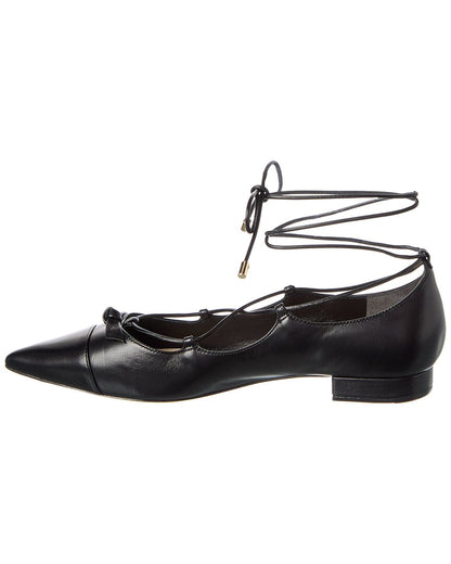slim clarita lace-up leather flat