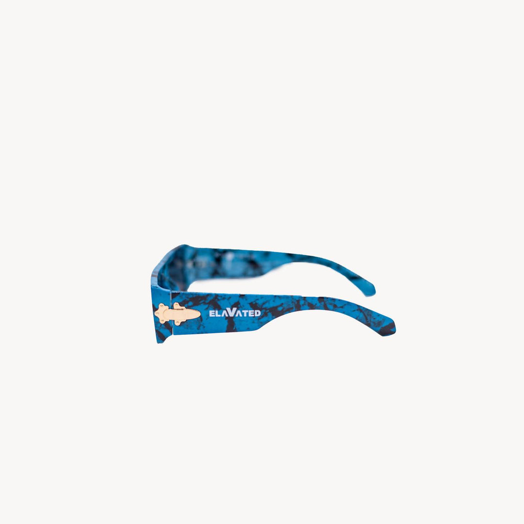 men's elavated sunglasses in blue sea