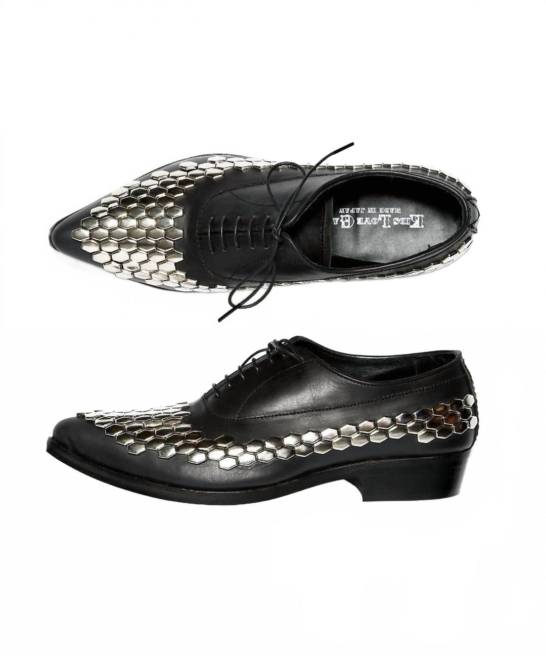 men's lace up studded shoe in black