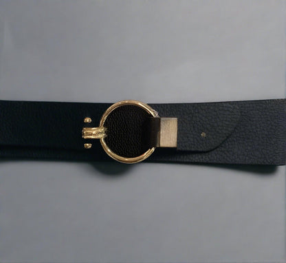 women's gold circle belt in black