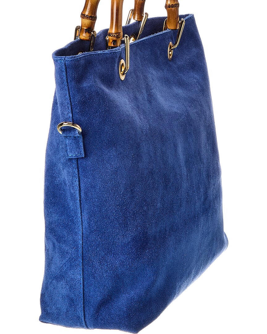 thea27 bamboo handle suede tote
