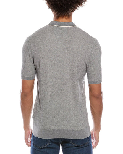 silk-blend johnny collar shirt