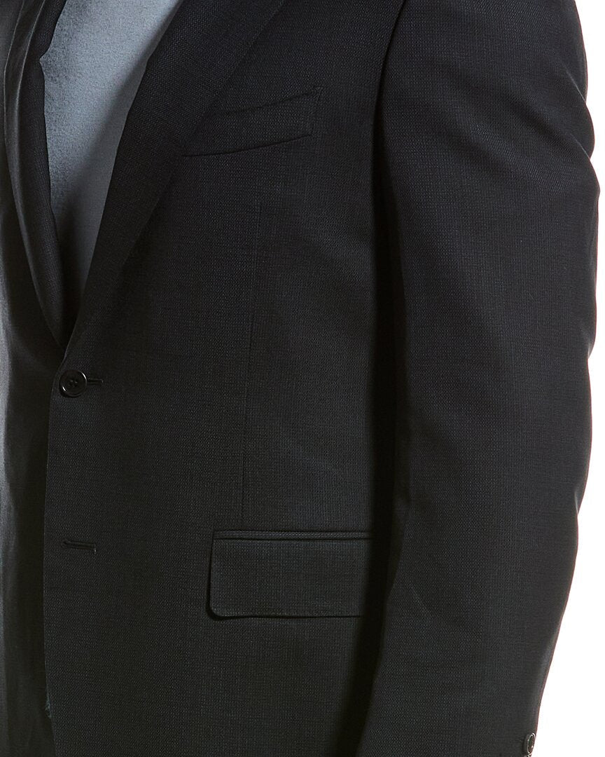 wool-blend suit with flat front pant
