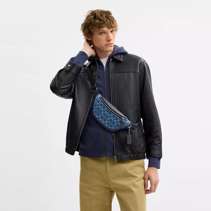 warren mini belt bag in signature denim
