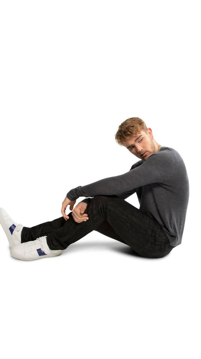 japanese denim slim jeans in black