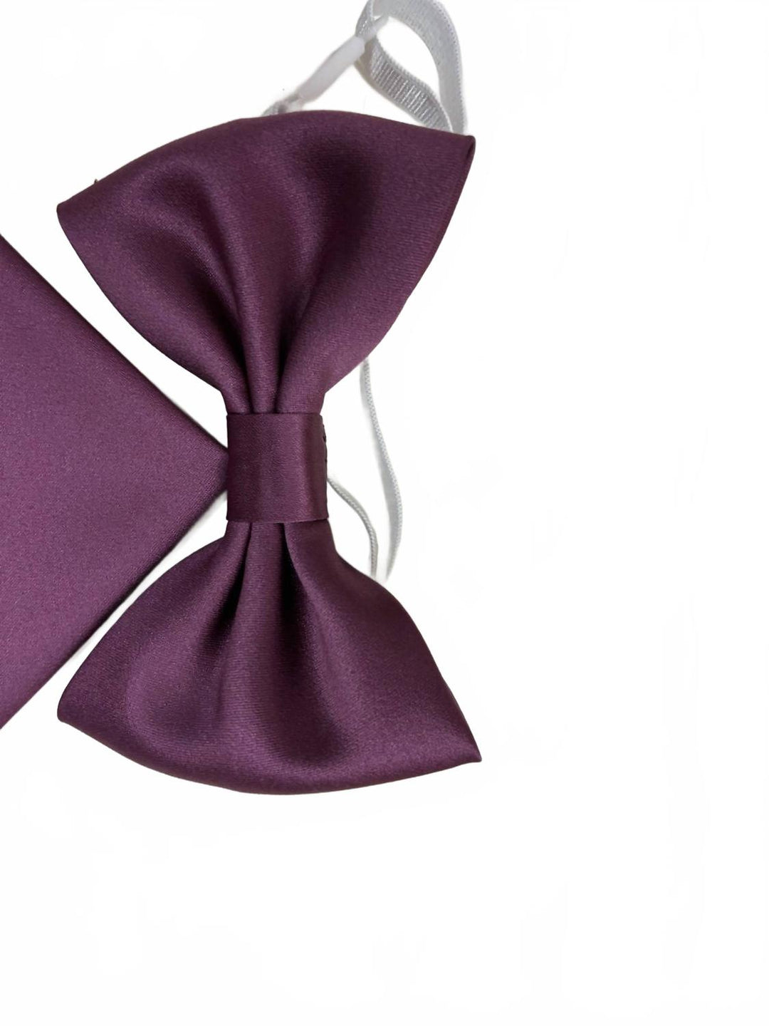 men's bow tie and pocket piece in sugar plum