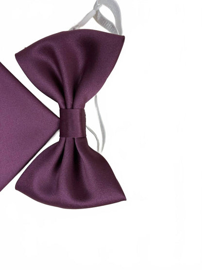 men's bow tie and pocket piece in sugar plum