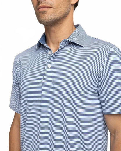 meadowbrook stripe polo in aged denim
