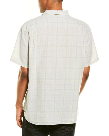 classic fit linen-blend woven shirt