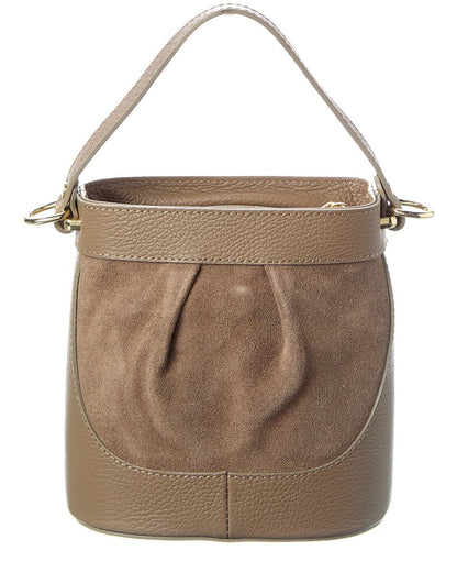 suede and leather bucket bag